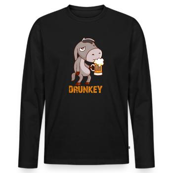 Drunkey witziger Esel mit Bier - Männer Premium Bio Langarmshirt - Schwarz - Vorne - Nico (187cm)