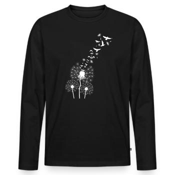 Pissenlits doux pissenlit avec oiseaux dames d'été - T-shirt manches longues Premium bio Homme - noir - Devant - Nico (187cm)