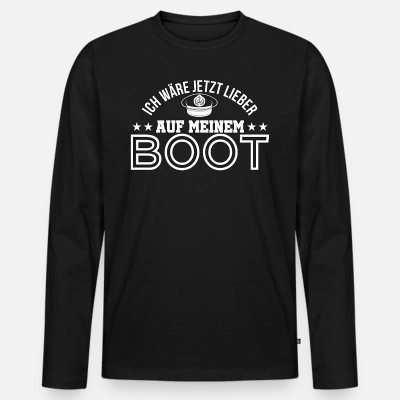 Boot - Männer Premium Bio Langarmshirt - Schwarz