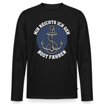 Boot - Männer Premium Bio Langarmshirt - Schwarz - Vorne - Nico (187cm)