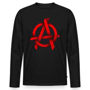 Red anarchy sign Fuck the System Punk Logo - Men's Premium Organic Long Sleeve Shirt - black - Front - Nico (187cm)