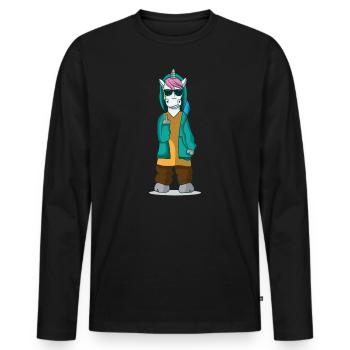Cadeau de licorne de licorne de doigt du doigt puant - T-shirt manches longues Premium bio Homme - noir - Devant - Nico (187cm)
