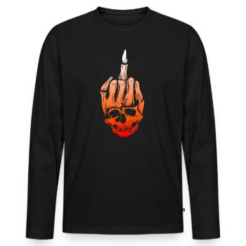 Crâne de doigt puant du majeur Fuck you - T-shirt manches longues Premium bio Homme - noir - Devant - Nico (187cm)