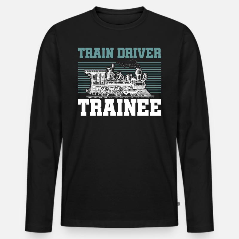 Lokführer - Männer Premium Bio Langarmshirt - Schwarz