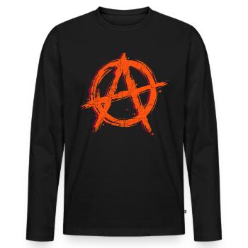Anarchie Logo Grafitti Kunst Art Symbol Zeichen - Männer Premium Bio Langarmshirt - Schwarz - Vorne - Nico (187cm)