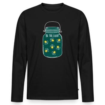 Soit la lumière! Camping nature luciole été - T-shirt manches longues Premium bio Homme - noir - Devant - Nico (187cm)