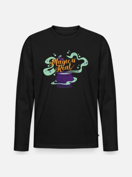 Magie is echt heks toverdrank magie Halloween - Mannen Premium Bio shirt met lange mouwen - zwart