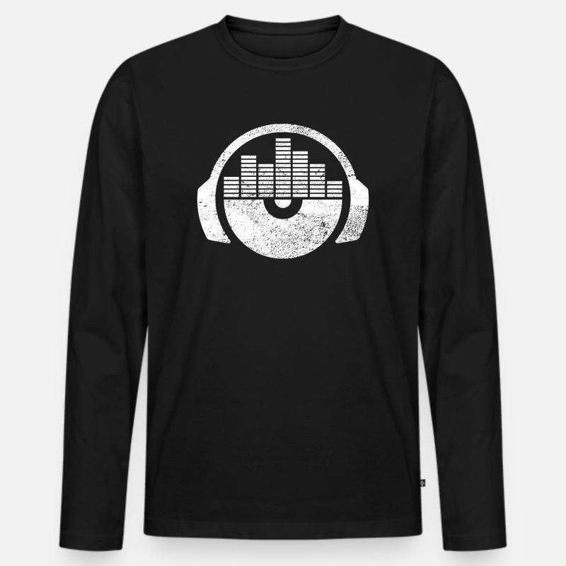 Kopfhörer Eqalizer Schallplatte DJ - Männer Premium Bio Langarmshirt - Schwarz