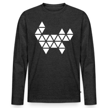 Geometric triangle abstract cat illustration - Men's Premium Organic Long Sleeve Shirt - heather anthracite - Front - Nico (187cm)
