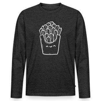 French fries - Men's Premium Organic Long Sleeve Shirt - heather anthracite - Front - Nico (187cm)