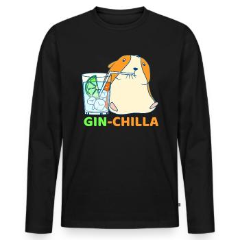 Gin-Chilla Mignon Chinchilla avec gin verre cadeau - T-shirt manches longues Premium bio Homme - noir - Devant - Nico (187cm)