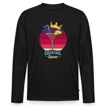Cocktail Queen Party Hard avec Couronne Cosmopolitan - T-shirt manches longues Premium bio Homme - noir - Devant - Nico (187cm)