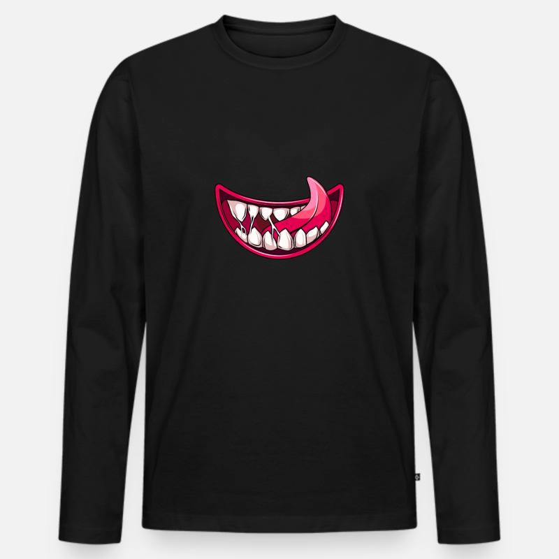 Halloween Gesichtsmaske Monster - Männer Premium Bio Langarmshirt - Schwarz