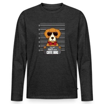Cute dog mugshot arrest photo joke fun - Men's Premium Organic Long Sleeve Shirt - heather anthracite - Front - Nico (187cm)