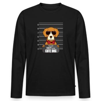 Mignon chien mugshot arrestation photo blague amusant - T-shirt manches longues Premium bio Homme - noir - Devant - Nico (187cm)