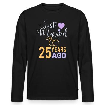25 ans de mariage en argent - T-shirt manches longues Premium bio Homme - noir - Devant - Nico (187cm)