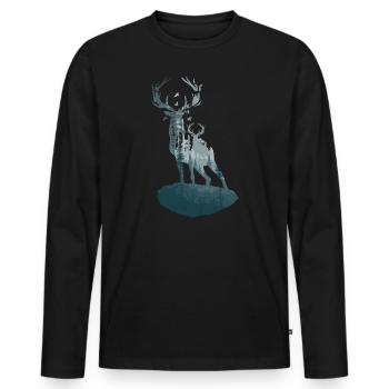 Cerf cerf silhouette conception animale - T-shirt manches longues Premium bio Homme - noir - Devant - Nico (187cm)