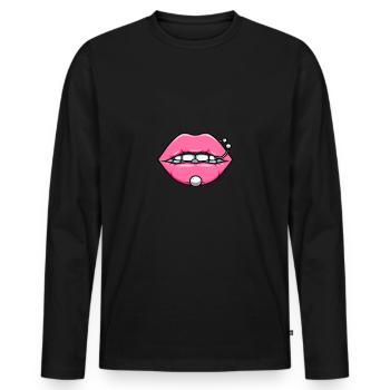 Masque avec masque pour les lèvres et les piercings - T-shirt manches longues Premium bio Homme - noir - Devant - Nico (187cm)