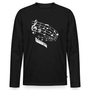 Partition de piano cadeau clé de piano à queue - T-shirt manches longues Premium bio Homme - noir - Devant - Nico (187cm)