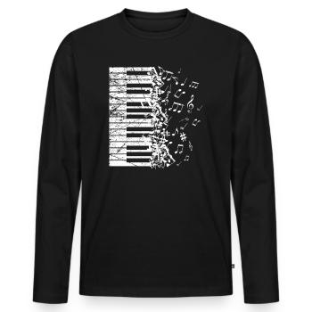 Piano art clavier artiste musique instrument - T-shirt manches longues Premium bio Homme - noir - Devant - Nico (187cm)