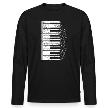 Clavier piano piano musique musique notes cadeau - T-shirt manches longues Premium bio Homme - noir - Devant - Nico (187cm)