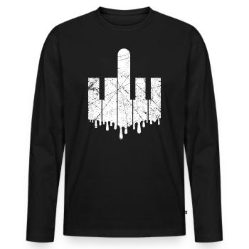 Piano Pianist Joke Funny Gift - Men's Premium Organic Long Sleeve Shirt - black - Front - Nico (187cm)