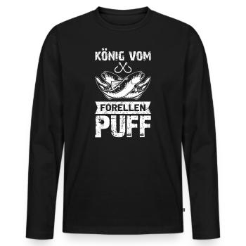 Angel König vom Forellenpuff Forellensee Geschenk - Männer Premium Bio Langarmshirt - Schwarz - Vorne - Nico (187cm)