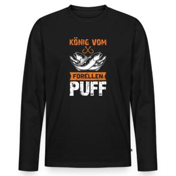 König vom Forellenpuff Angler Forellen Geschenk - Männer Premium Bio Langarmshirt - Schwarz - Vorne - Nico (187cm)