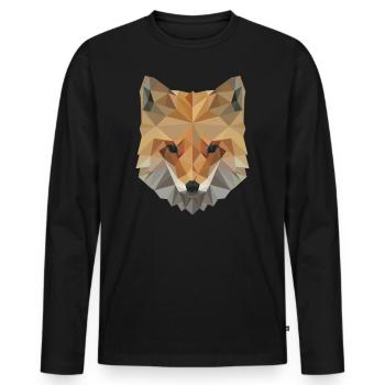 Cadeau d'art d'artiste tête de renard polygone renard - T-shirt manches longues Premium bio Homme - noir - Devant - Nico (187cm)