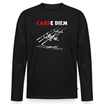 Carp Fishing Carp Angler Saying Carpe Diem - Men's Premium Organic Long Sleeve Shirt - black - Front - Nico (187cm)