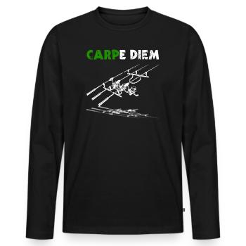Carpe Diem Carp Fishing Carp Angler Gift - Men's Premium Organic Long Sleeve Shirt - black - Front - Nico (187cm)