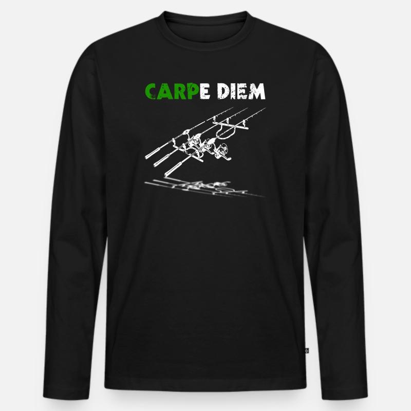Carpe Diem Karpfen Angeln Karpfenangler Geschenk - Männer Premium Bio Langarmshirt - Schwarz