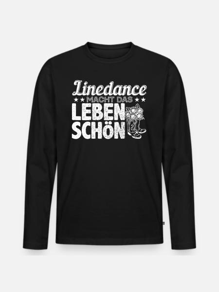 Tänzer Line Dance Country Linedance Geschenk - Männer Premium Bio Langarmshirt - Schwarz