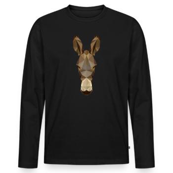 Dessin de mule polygone âne géométrique - T-shirt manches longues Premium bio Homme - noir - Devant - Nico (187cm)