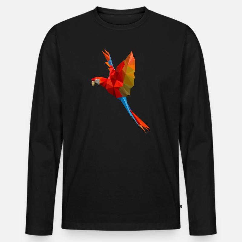 Perroquet tropical oiseau polygone perroquet propriétaire - T-shirt manches longues Premium bio Homme - noir
