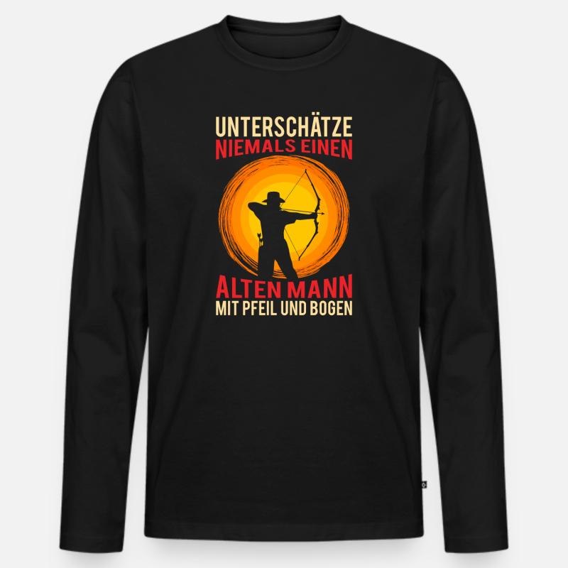 Alter Mann Bogen Bogenschütze Geburtstag Geschenk Männer Premium Bio Langarmshirt