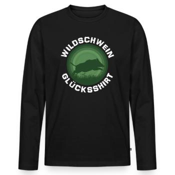 Jäger Geschenkidee Wildschwein Jagd Glücksshirt - Männer Premium Bio Langarmshirt - Schwarz - Vorne - Nico (187cm)