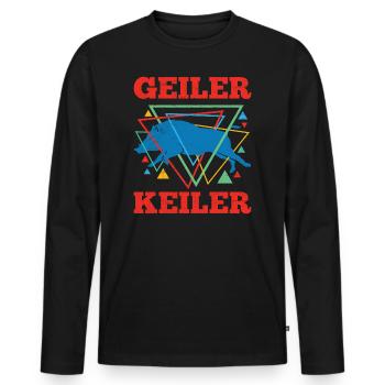 Geometrische Jagd Spruch Jäger Geschenk Rotwild - Männer Premium Bio Langarmshirt - Schwarz - Vorne - Nico (187cm)