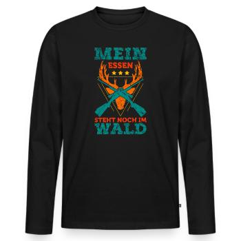 Jäger Jagd Spruch Mein Essen im Wald Rotwild - Männer Premium Bio Langarmshirt - Schwarz - Vorne - Nico (187cm)