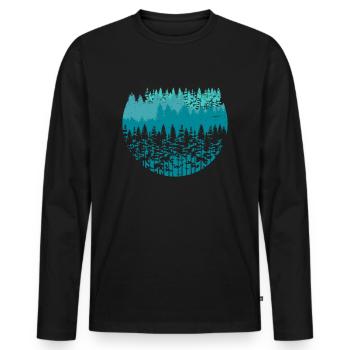 Wald Bäume Natur Wandern Wanderurlaub Geschenk - Männer Premium Bio Langarmshirt - Schwarz - Vorne - Nico (187cm)