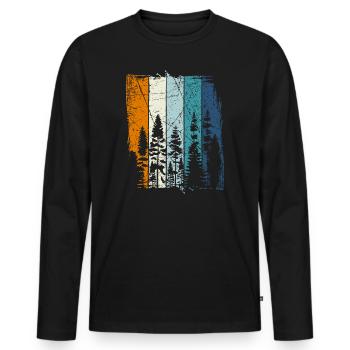 Travailleur de tronçonneuses de bûcheron forestier rétro - T-shirt manches longues Premium bio Homme - noir - Devant - Nico (187cm)
