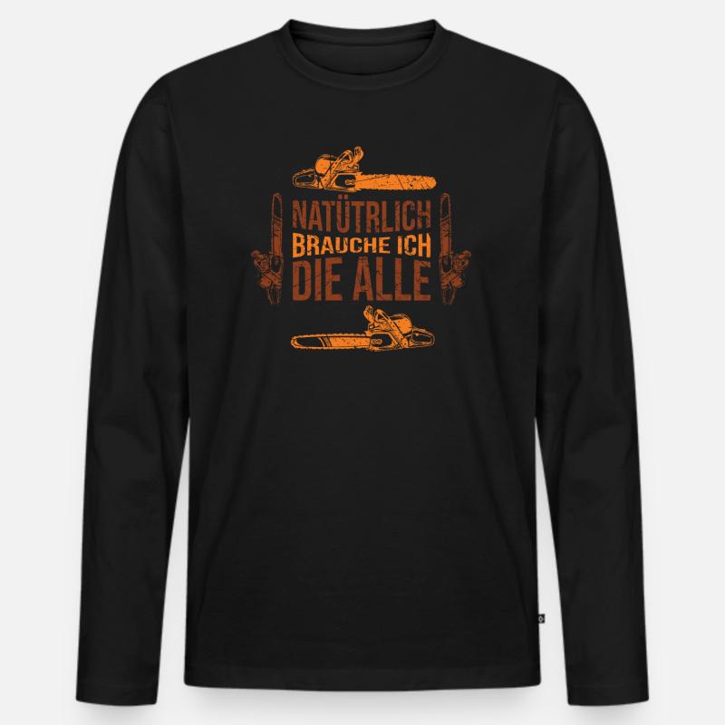 Holzfäller - Männer Premium Bio Langarmshirt - Schwarz