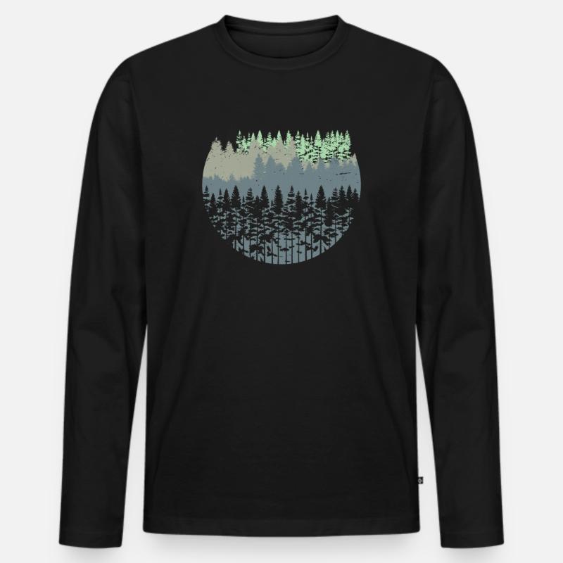 Natur Wald Bäume - Männer Premium Bio Langarmshirt - Schwarz
