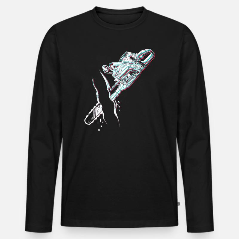 Tronçonneuse tronçonneuse pour bûcherons - T-shirt manches longues Premium bio Homme - noir