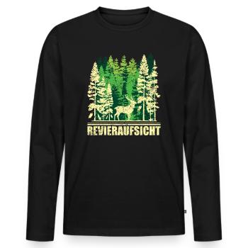 Wald Natur Bäume Spruch Revieraufsicht Jagd Jäger - Männer Premium Bio Langarmshirt - Schwarz - Vorne - Nico (187cm)