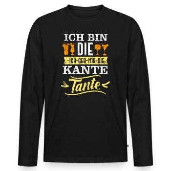 Ich geb mir die Kante Tante Alkohol Spruch - Männer Premium Bio Langarmshirt - Schwarz - Vorne - Nico (187cm)