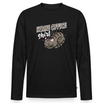 Chemise de bureau à domicile avec chaton chat chaton - T-shirt manches longues Premium bio Homme - noir - Devant - Nico (187cm)