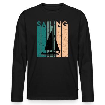 Retro Sailor Sailing Regatta Gift Sailboat - Men's Premium Organic Long Sleeve Shirt - black - Front - Nico (187cm)