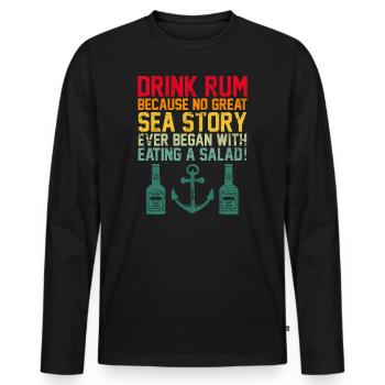 Sailor Saying Drink Rum Vintage Anchor - Men's Premium Organic Long Sleeve Shirt - black - Front - Nico (187cm)
