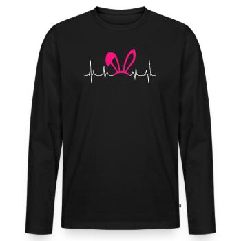 Ears Ears Heart Beat ECG Bunnies - Men's Premium Organic Long Sleeve Shirt - black - Front - Nico (187cm)